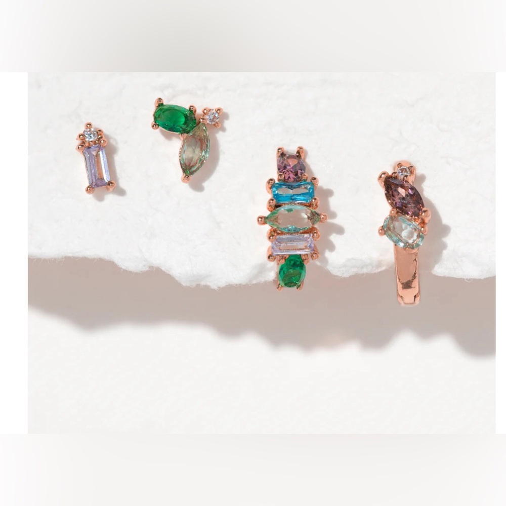 Girls crew new earrings rose gold set of 4 individual earrings.